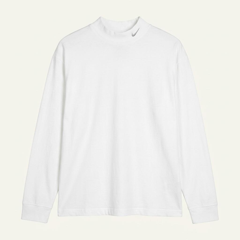나이키 남 스우시자수 하이넥 긴팔티 아이보리 (HU28986) 1