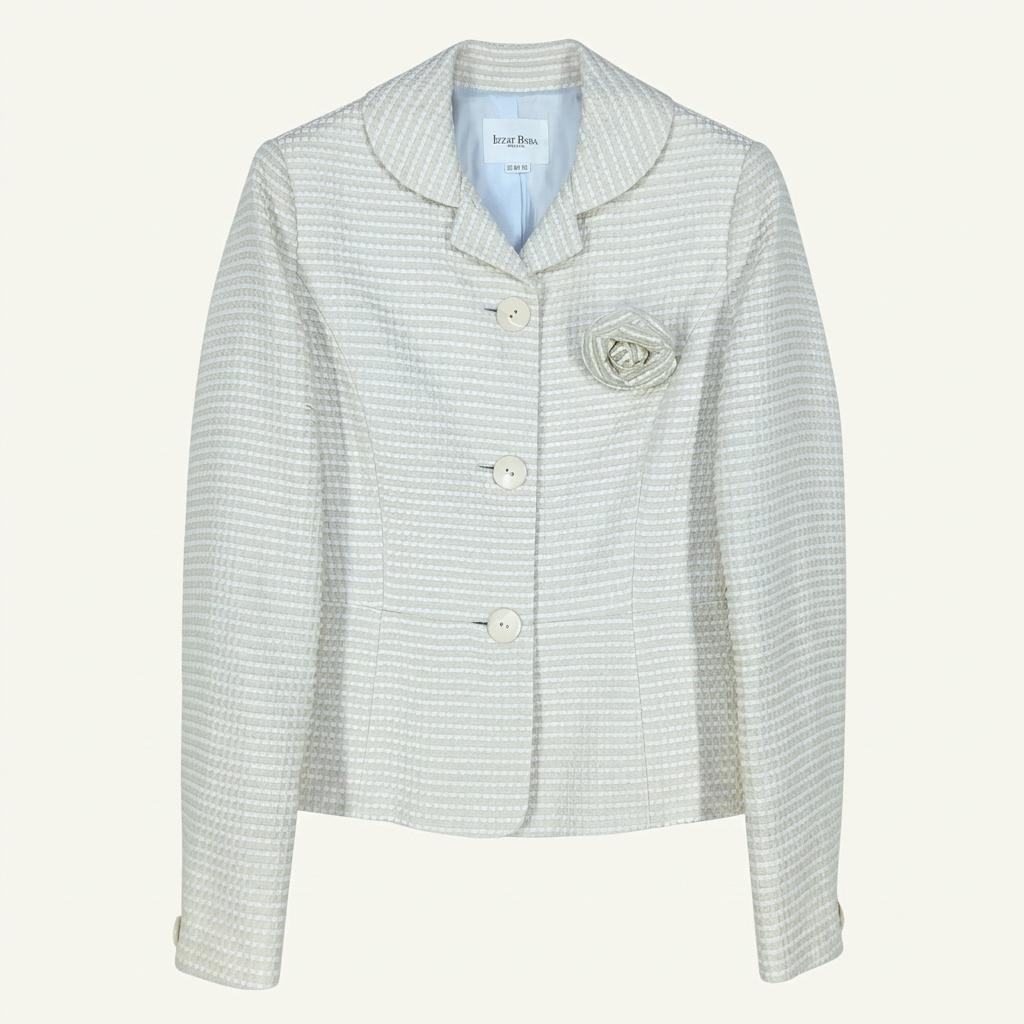 아이잗바바 여 엠보 브로치 견혼방 자켓 아이보리 (HU28681) 1