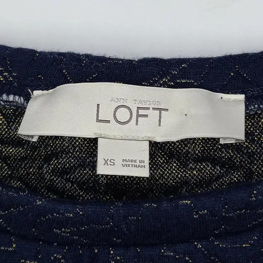 LOFT 여 골드펄 엠보패턴 8부 라운드긴팔티 네이비 (HU19088) 7