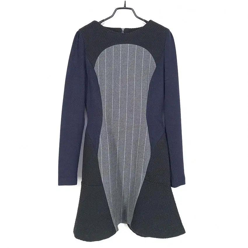 파티수 여 스트라이프 배색 슬림 미니원피스 그레이 (HU28271) 2