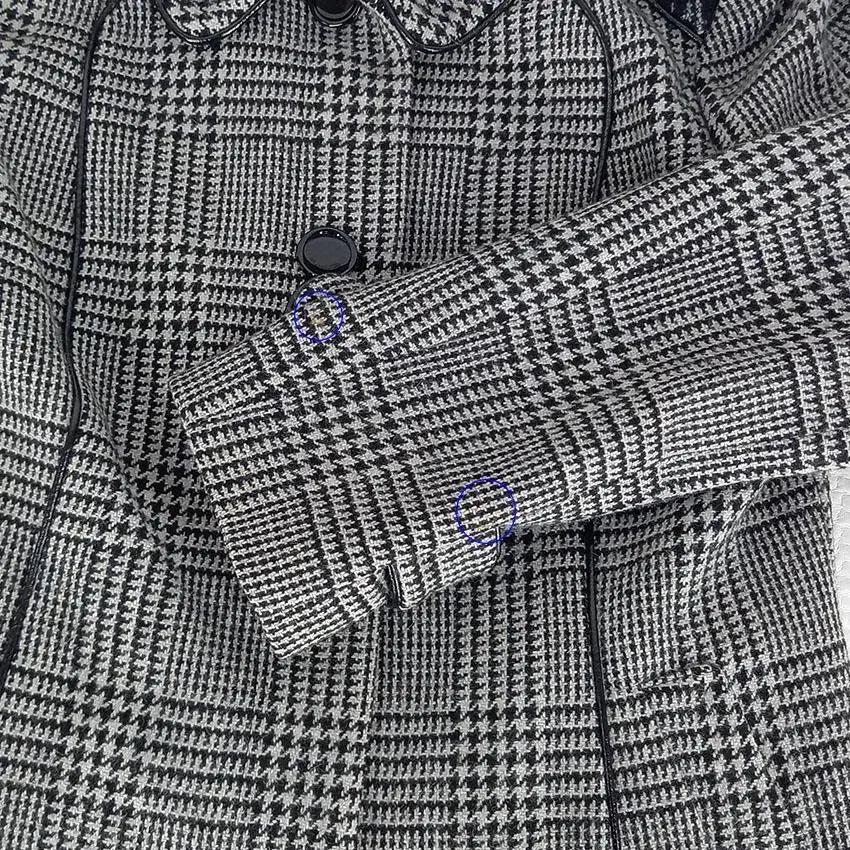앤클라인 여 숄더레이스 체크 모직자켓 그레이 (HU27394) 10