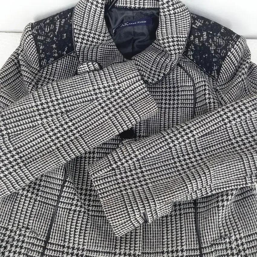 앤클라인 여 숄더레이스 체크 모직자켓 그레이 (HU27394) 6