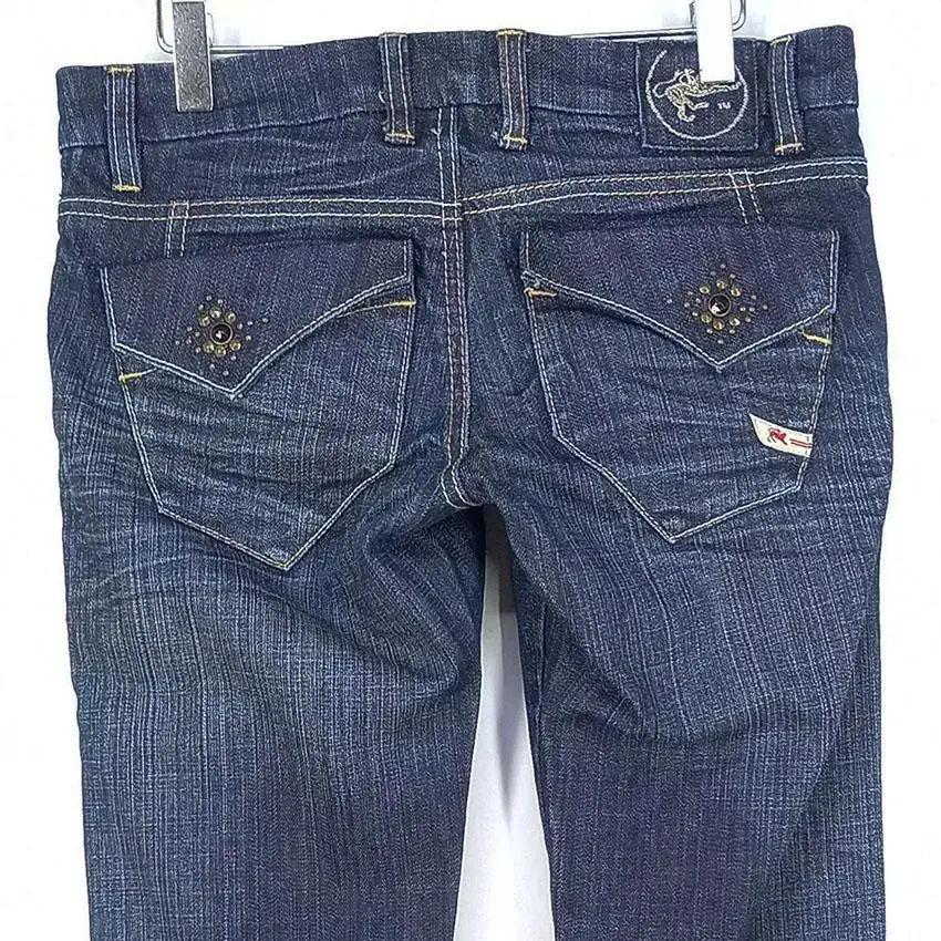 파라수코 여 징장식 부츠컷 골반 데님팬츠 진청 (HU26730) 6