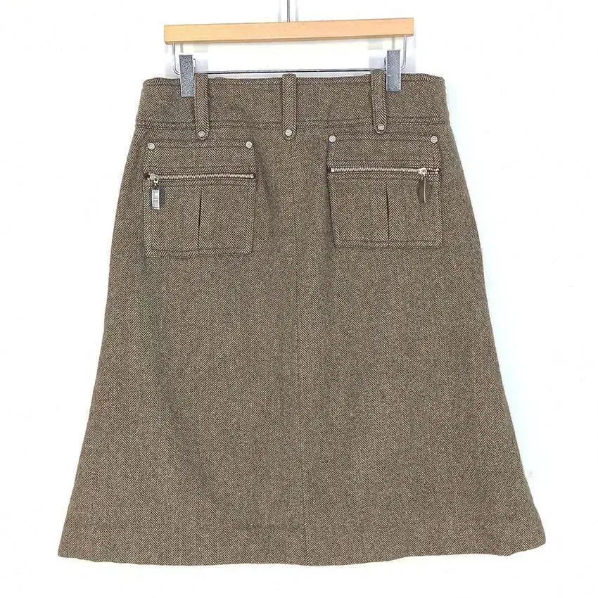 오브제 여 헤링본 A라인 모직스커트 브라운 (HU26721) 3
