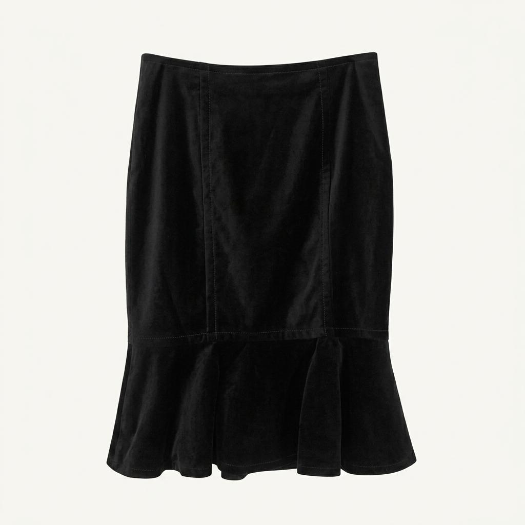 막스마라 여 머메이드 벨벳 미디스커트 블랙 (HU26344) 1