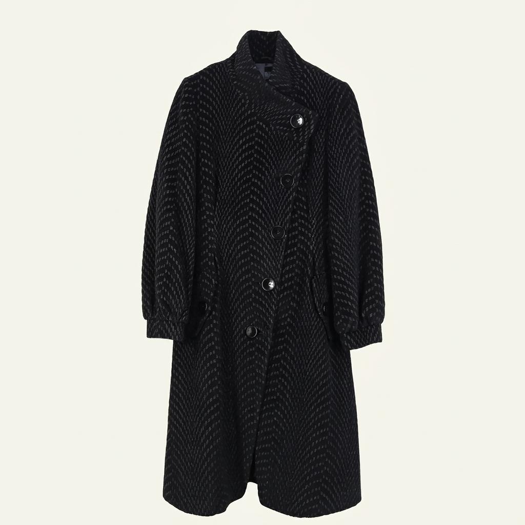 제시 우먼 사선버튼 헤링본 앙고라 롱코트 블랙  (HU9511) 1