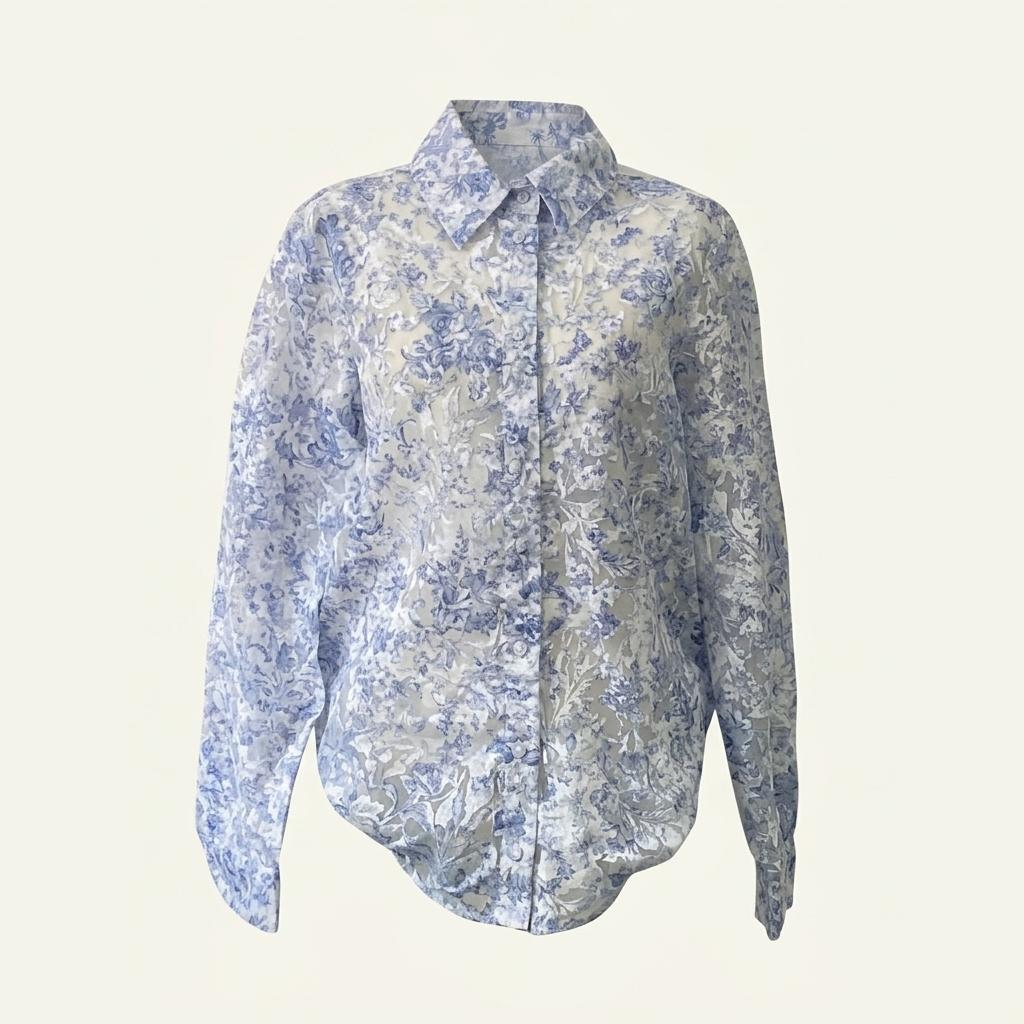 새상품급-자라 플라워프린트 데보레 셔츠 1