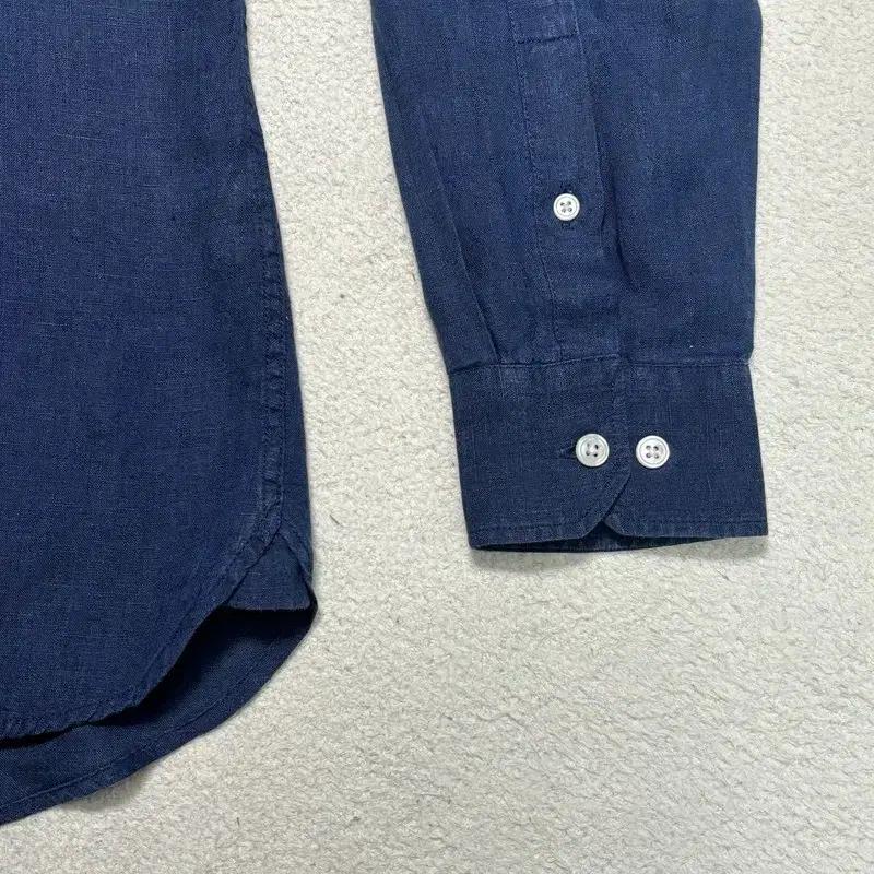 LACOSTE 헨리넥 린넨 셔츠 네이비 40 4