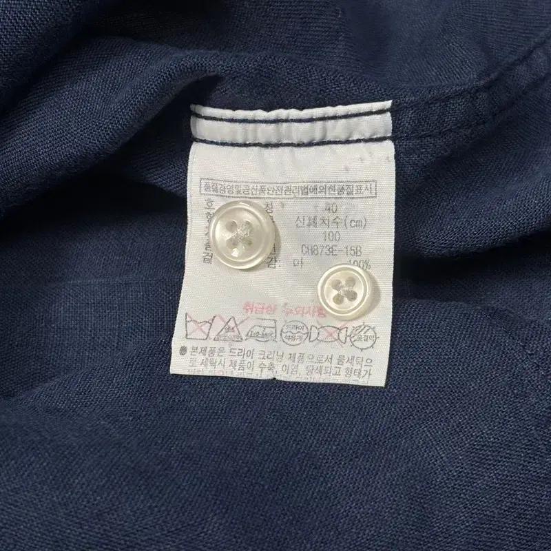 LACOSTE 헨리넥 린넨 셔츠 네이비 40 9