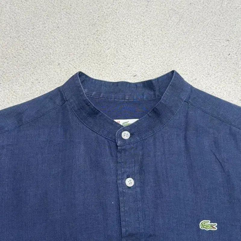 LACOSTE 헨리넥 린넨 셔츠 네이비 40 5