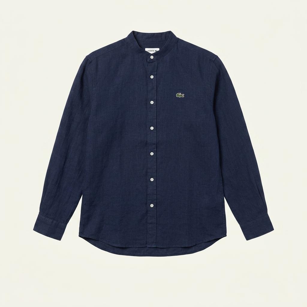 LACOSTE 헨리넥 린넨 셔츠 네이비 40 1