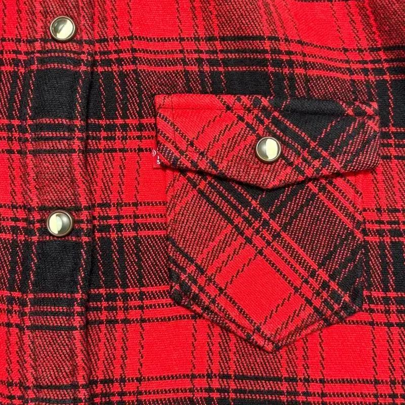 LEVI'S 폴란넬 체크 웨스턴 셔츠 레드 M 7