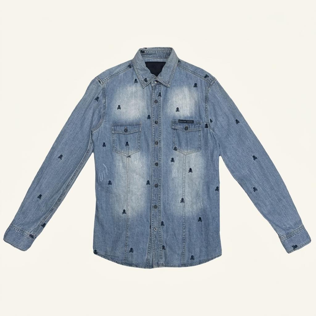 필립플레인 스컬 Embroidery 데님진 말론 셔츠 S 1