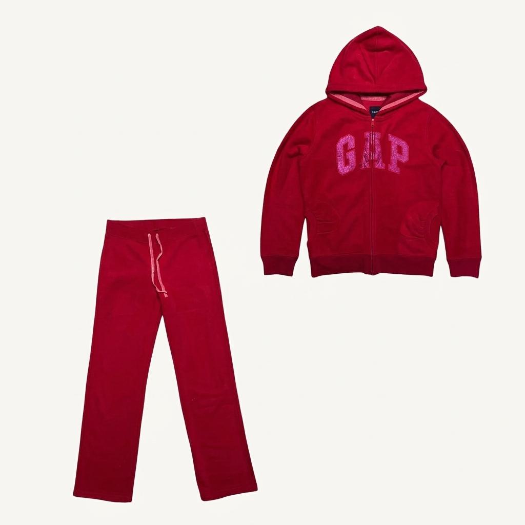GAP KIDS 핑크로고 후리스 후드집업, 후리스 바지 SET 1