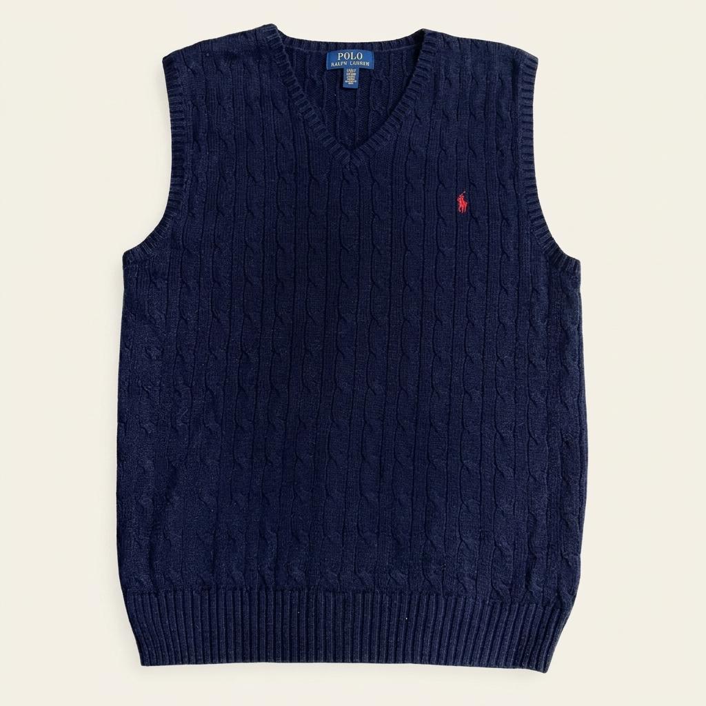 POLO 케이블 니트 코튼 베스트 XL 1