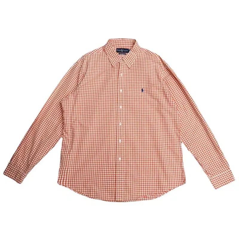 POLO 커스텀핏 오렌지 깅엄 셔츠 XL 2