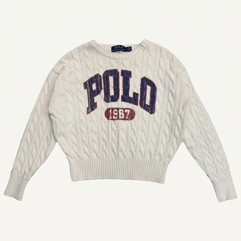 RALPH LAUREN 빅로고 프린팅 케이블 니트 Women S 1