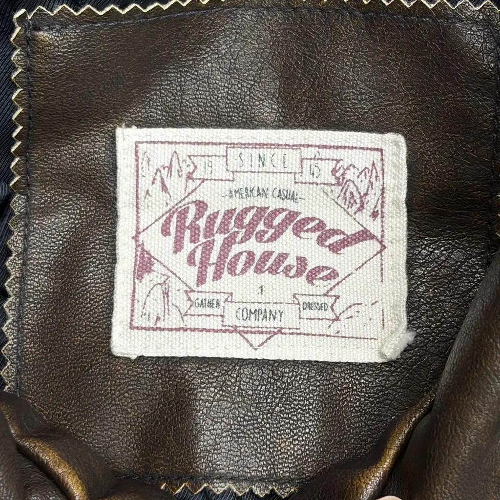 RUGGED HOUSE 워시드 비건 레더 오버핏 블루종 1 5