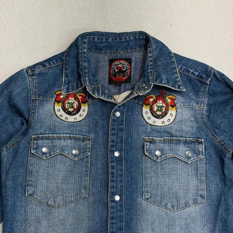 WESTERN DENIM BANK 패치 데님 셔츠 M 4