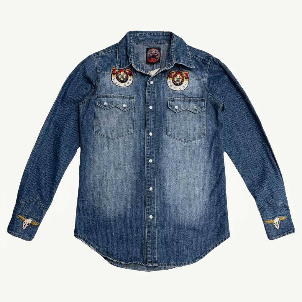 WESTERN DENIM BANK 패치 데님 셔츠 M 1