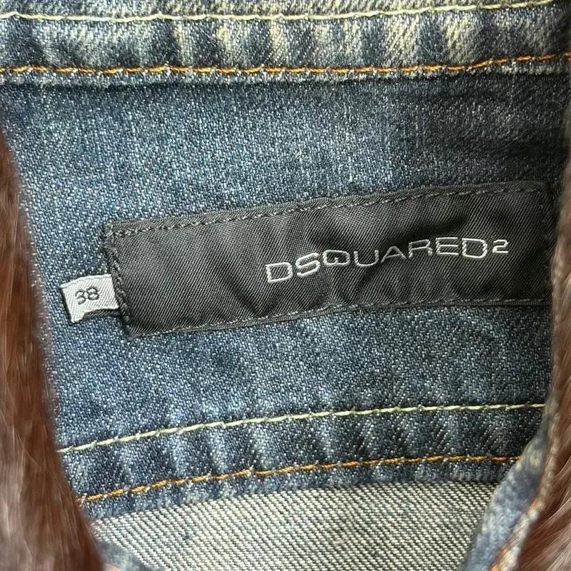 DSQUARED2 포니헤어 카라 크롭 클래식 데님자켓 38 5