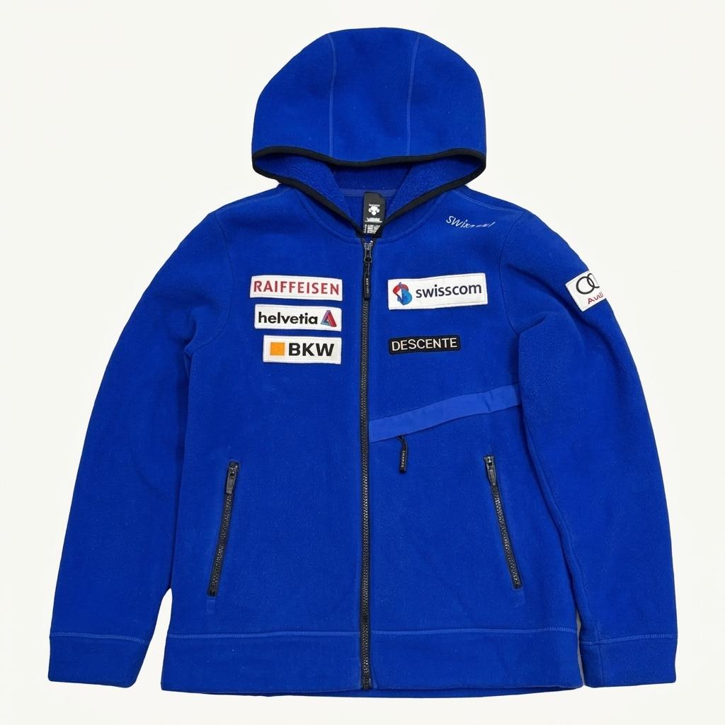 DESCENTE 스위스 스키팀 본딩 플리스 후드 자켓 M 1