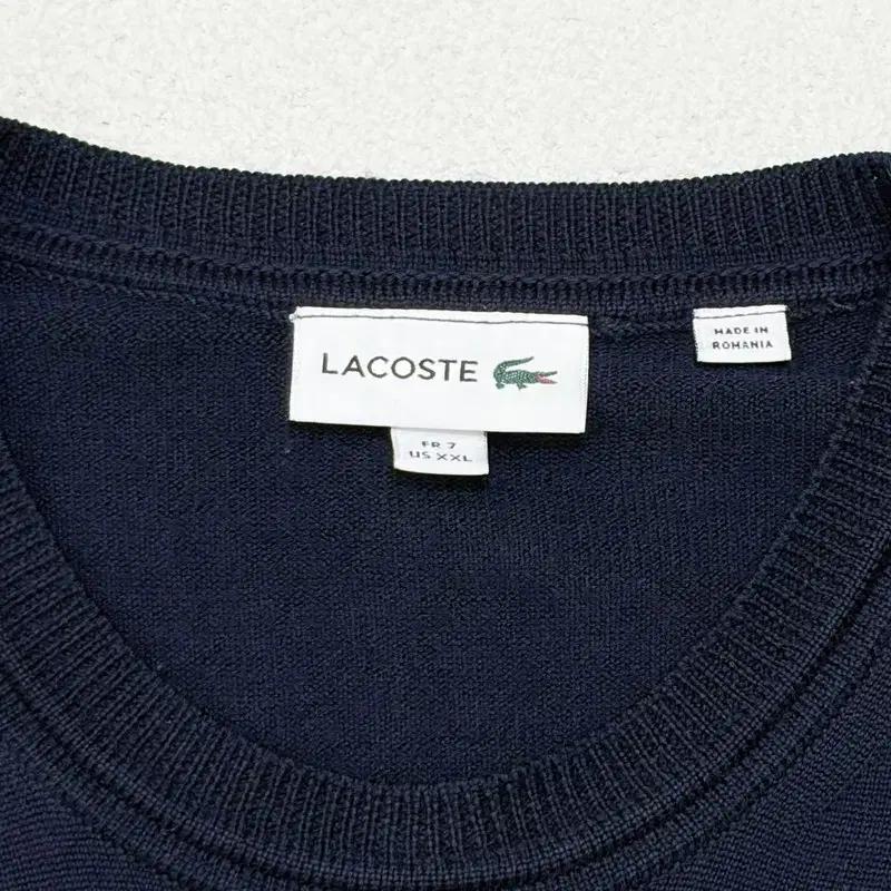 LACOSTE 네이비 메리노울 크루넥 스웨터 XXL 5