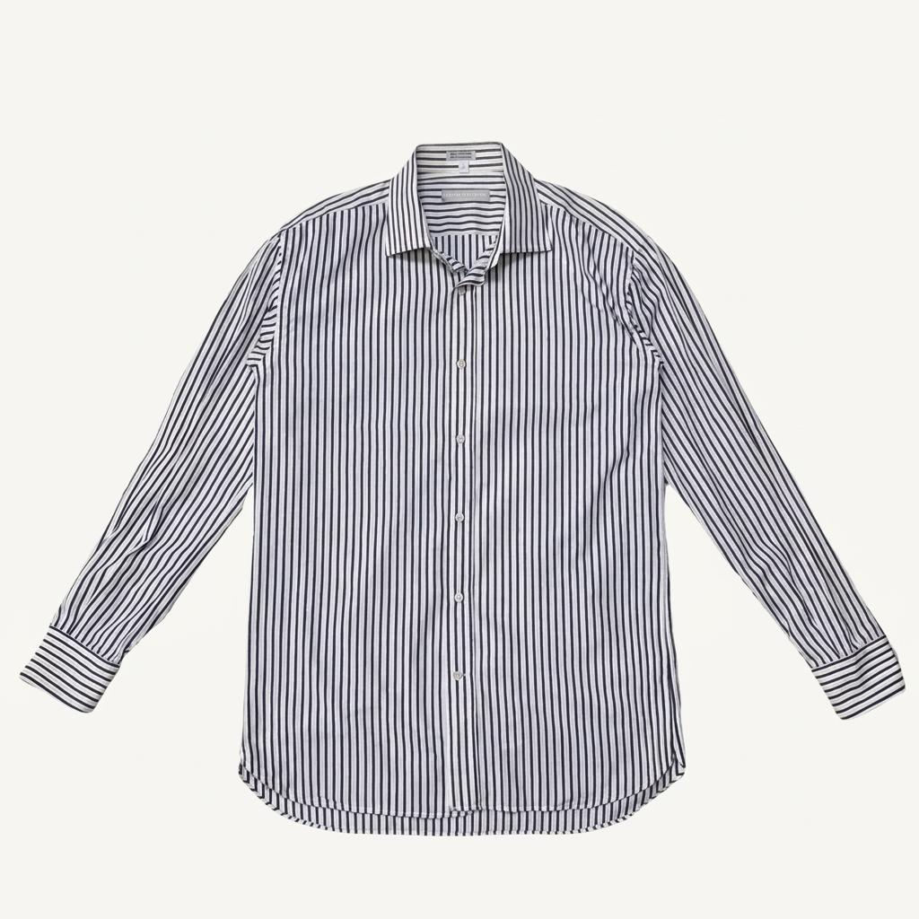 SALVATORE FERRAGAMO 와이드카라 스트라이프 셔츠 42 1