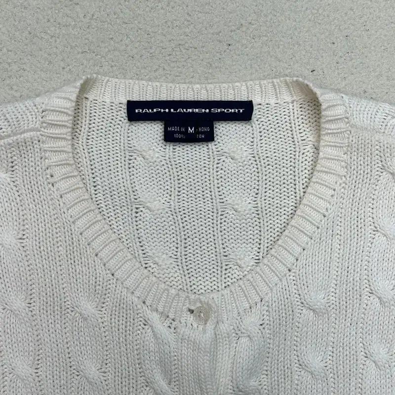 RALPH LAUREN 화이트 케이블 니트 가디건 M 5