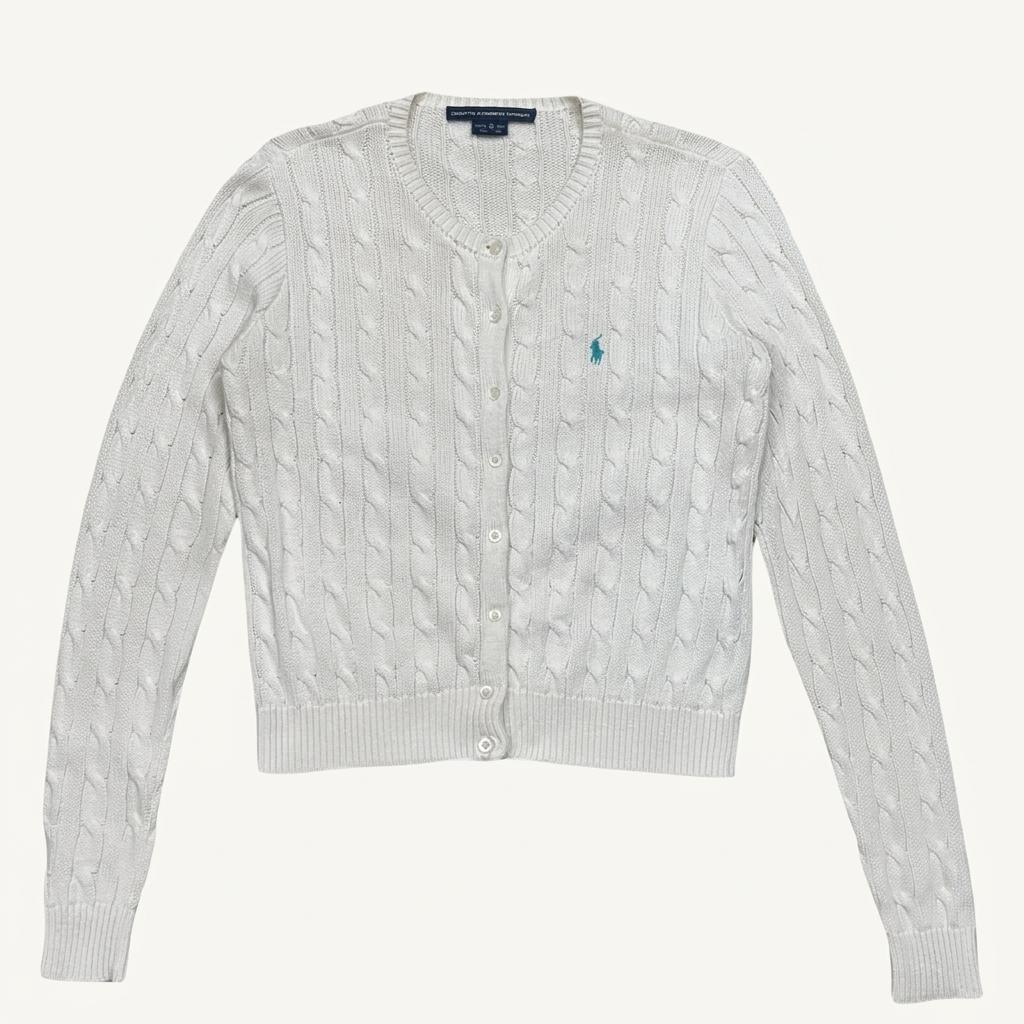 RALPH LAUREN 화이트 케이블 니트 가디건 M 1