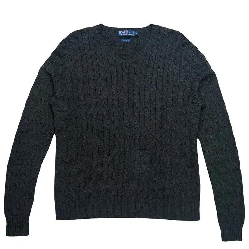 POLO BY RALPH LAUREN 차콜 케이블 브이넥 니트 M 2