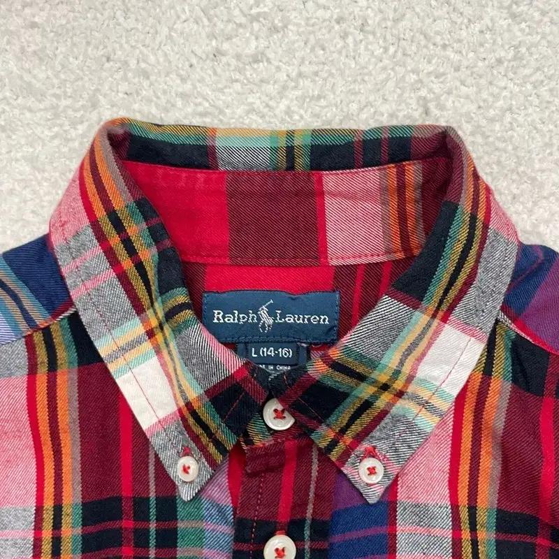 POLO BY RALPH LAUREN 깅엄체크 셔츠 레드 L 14-16 3