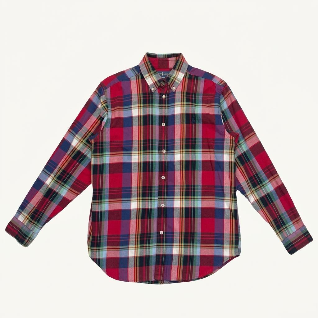 POLO BY RALPH LAUREN 깅엄체크 셔츠 레드 L 14-16 1