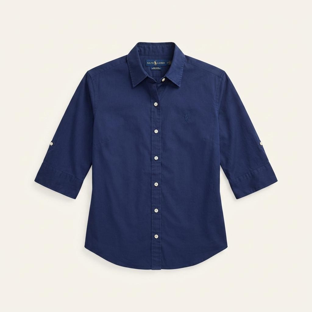 RALPH LAUREN SPORTS 5부 소매 스판 셔츠 네이비 6 1