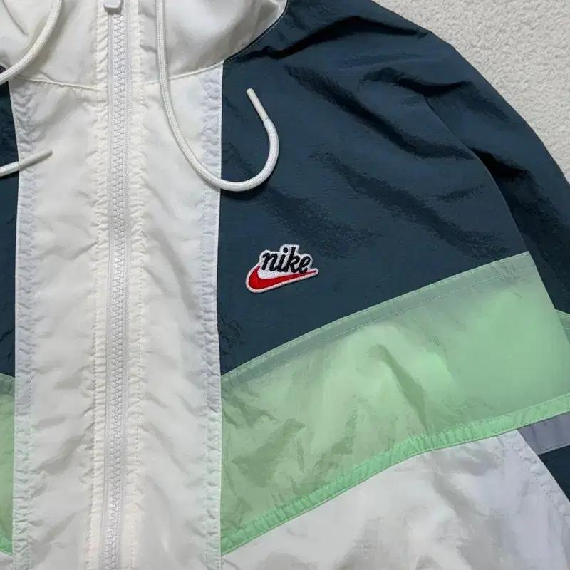 NIKE 딥그린 라이트그린 배색 후드 자켓 S 3