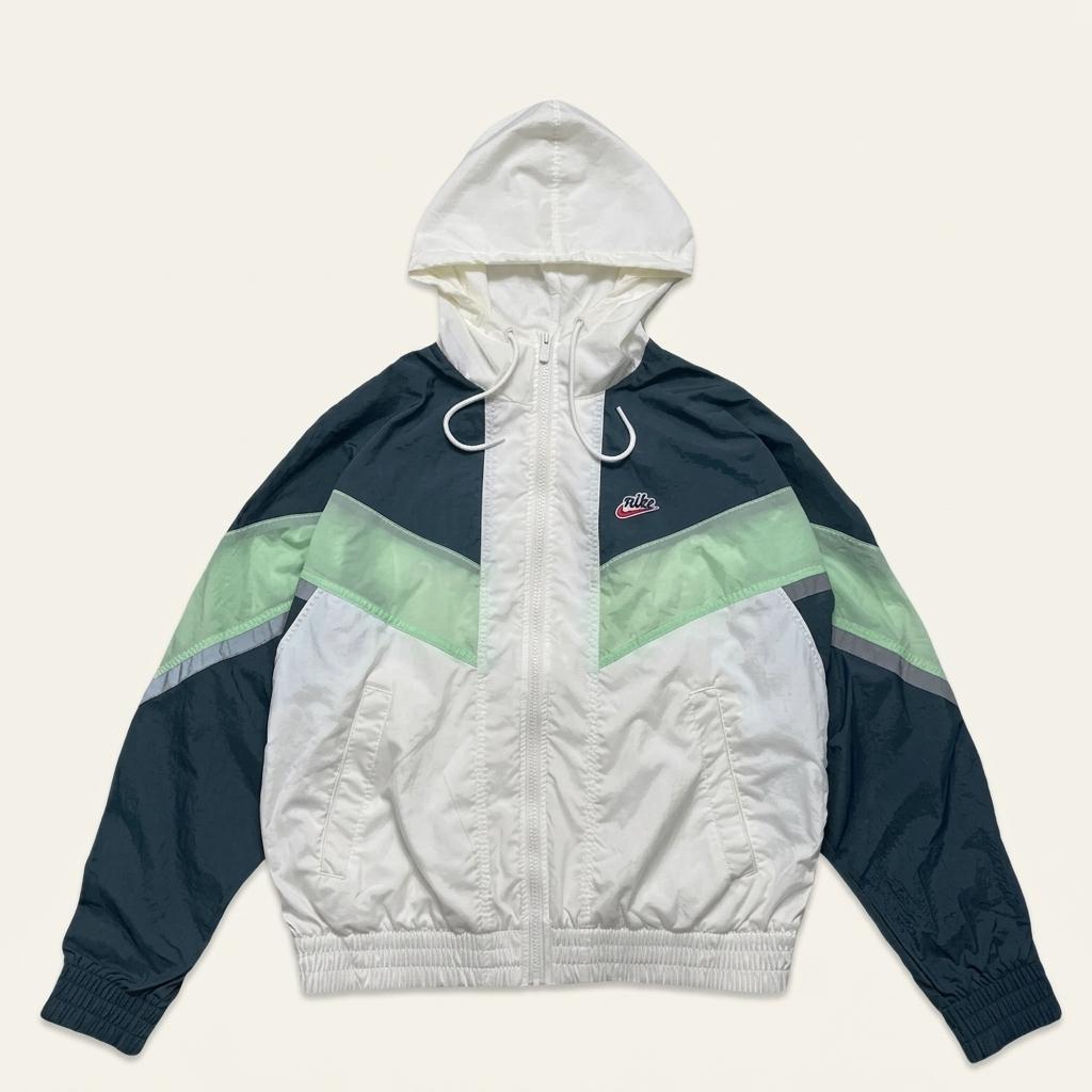 NIKE 딥그린 라이트그린 배색 후드 자켓 S 1