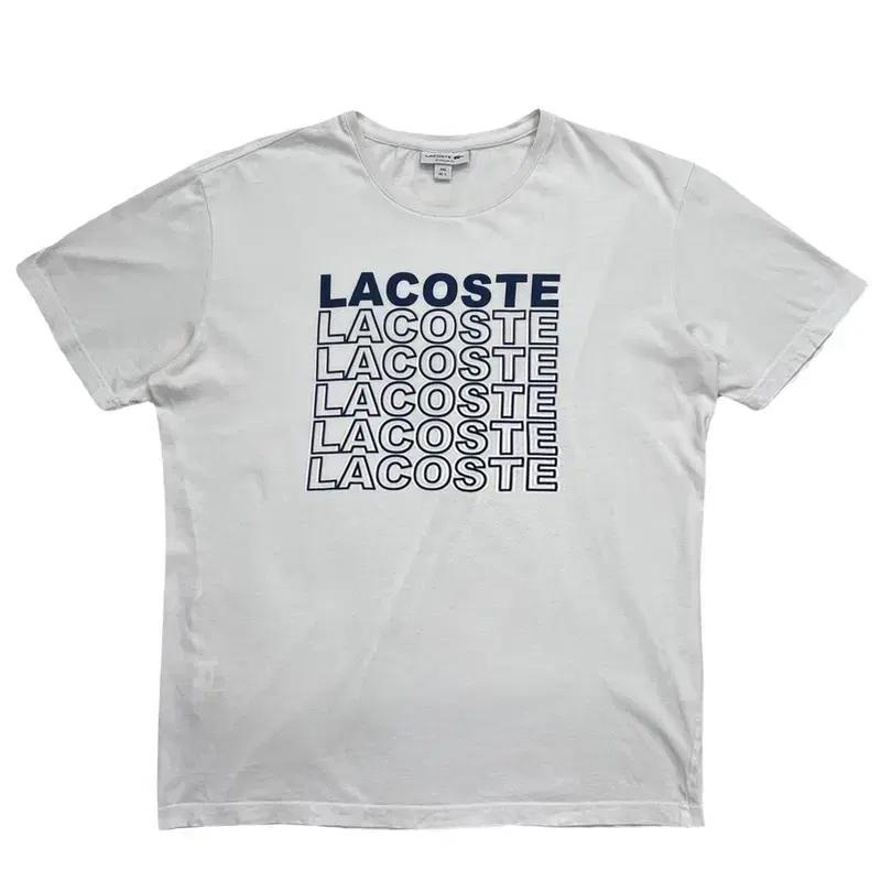 LACOSTE 로고 그래픽 반팔티 화이트 L 2