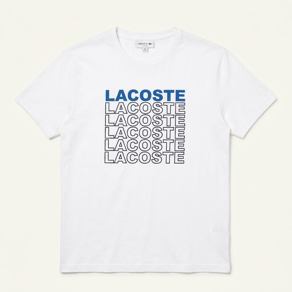 LACOSTE 로고 그래픽 반팔티 화이트 L 1