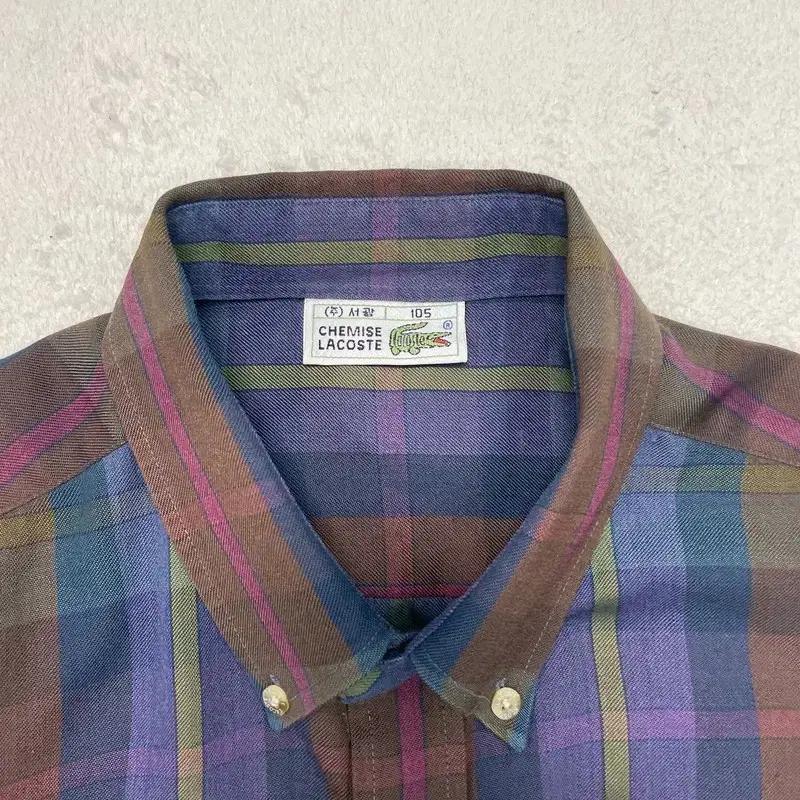 LACOSTE 포켓 깅엄 체크셔츠 105 7