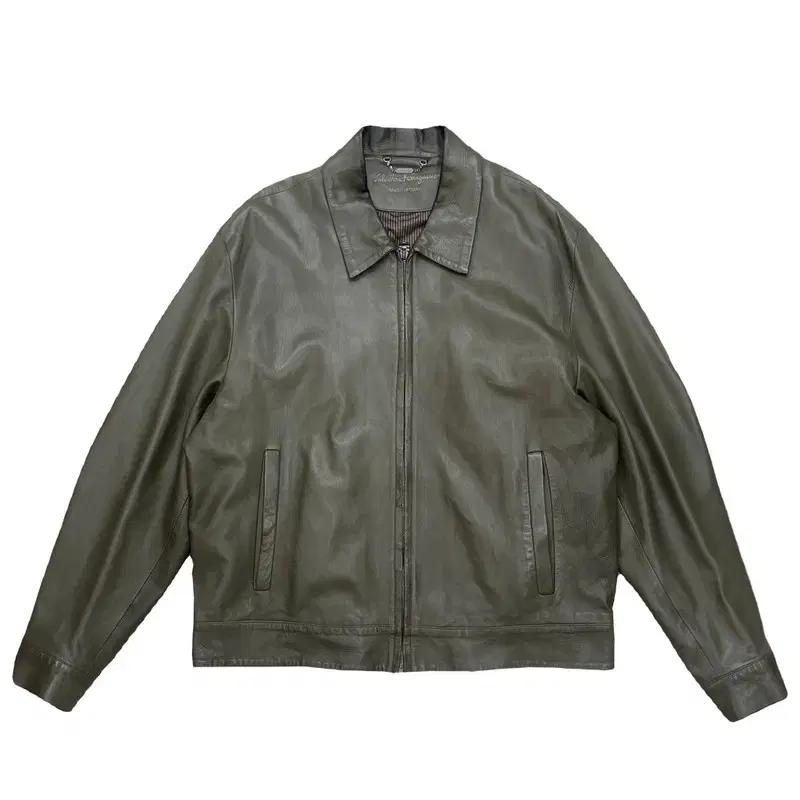 Salvatore FERRAGAMO 레더 자켓 카키 50 2