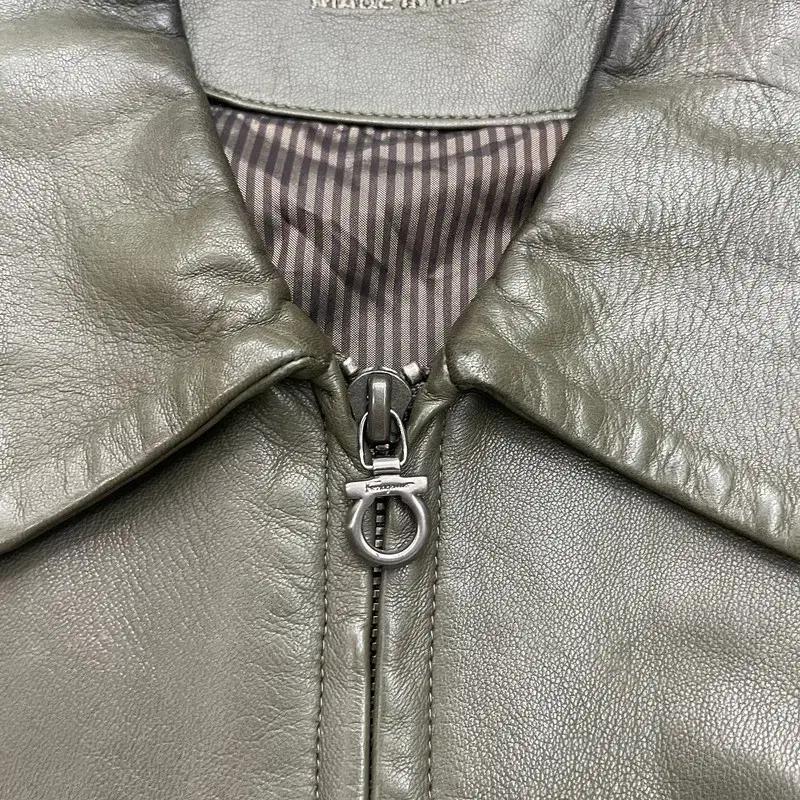Salvatore FERRAGAMO 레더 자켓 카키 50 5