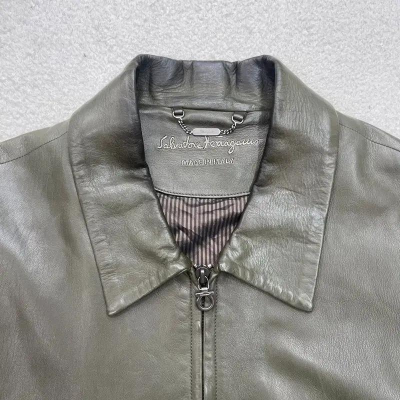 Salvatore FERRAGAMO 레더 자켓 카키 50 4