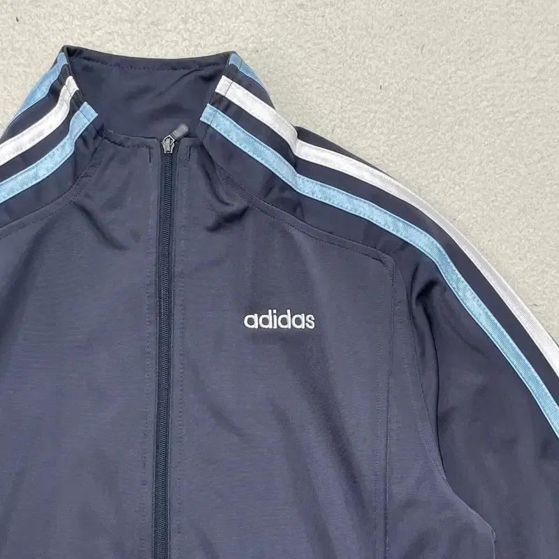 ADIDAS 노카라 배색 트랙탑 져지 네이비 S 3