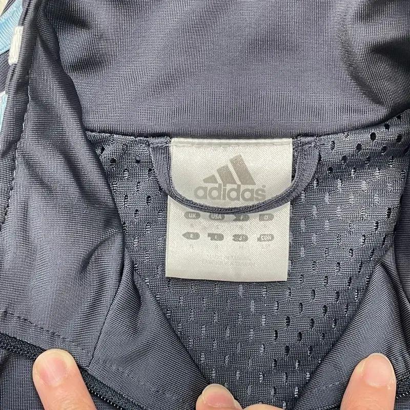 ADIDAS 노카라 배색 트랙탑 져지 네이비 S 5