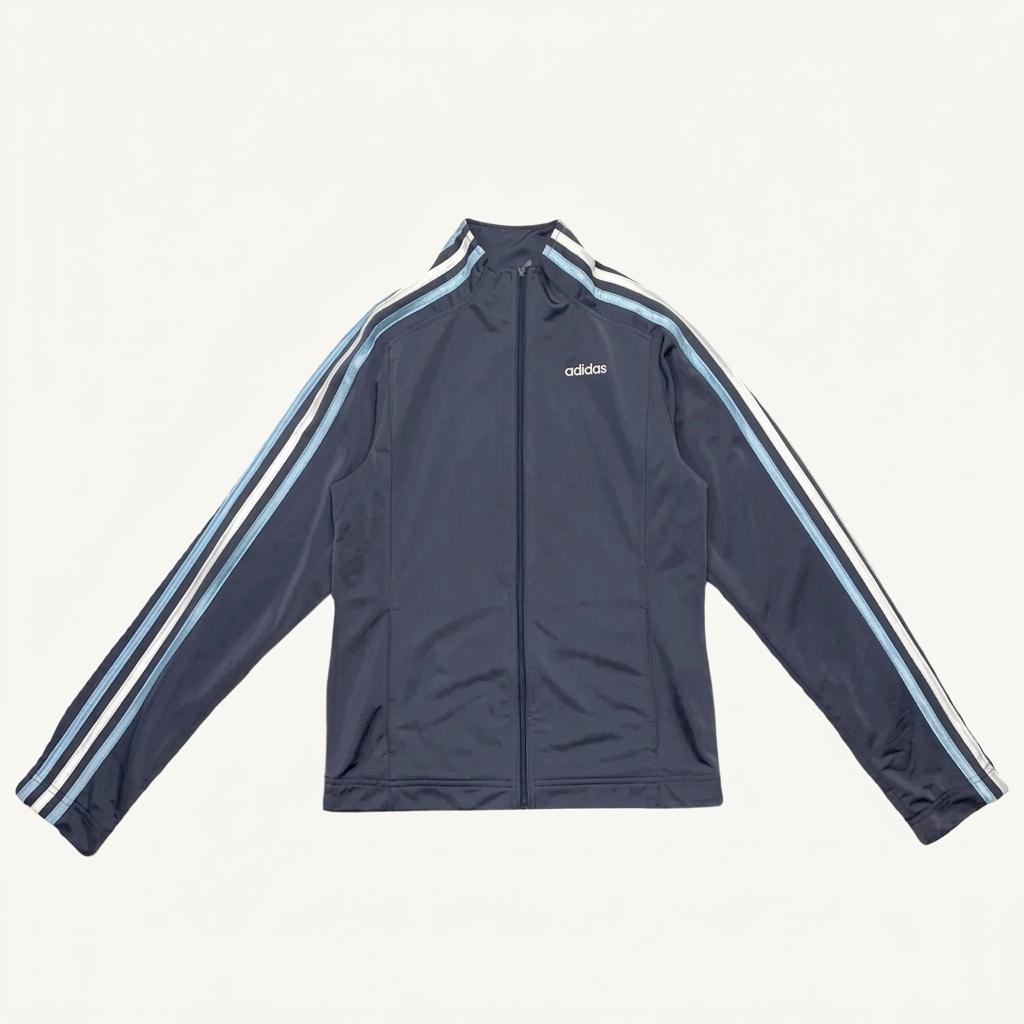 ADIDAS 노카라 배색 트랙탑 져지 네이비 S 1