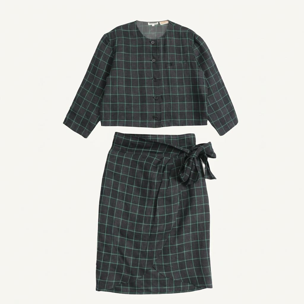 (70%세일) #RENOMA 린넨 체크 세트(상의+치마) - Women (91262) 1