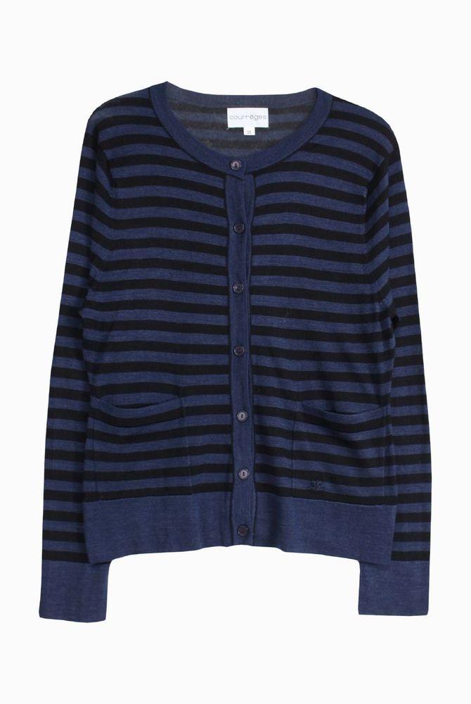 세일 #COURREGES 꾸레쥬 실크 100% 로고 스트라이프 가디건 (98113) 2