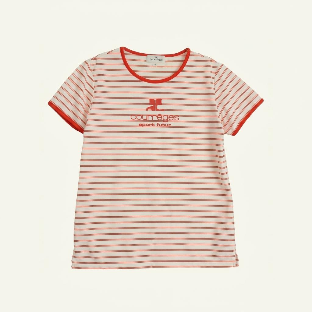 (70%세일) #COURREGES 꾸레쥬 폴리100% 스트라이프 티셔츠 (97651) 1