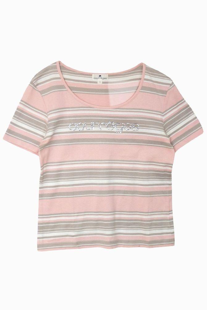 (70%세일) #COURREGES 꾸레쥬 코튼 로고 포인트 스트라이프 탑 (1959) 2