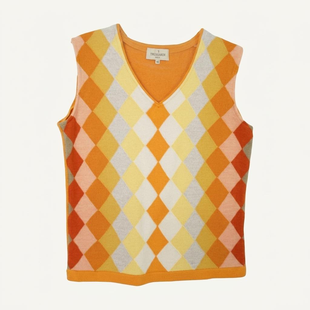 (70%세일) #TRUSSARDI GOLF 트루사르디 아가일 니트 조끼 (3942) 1